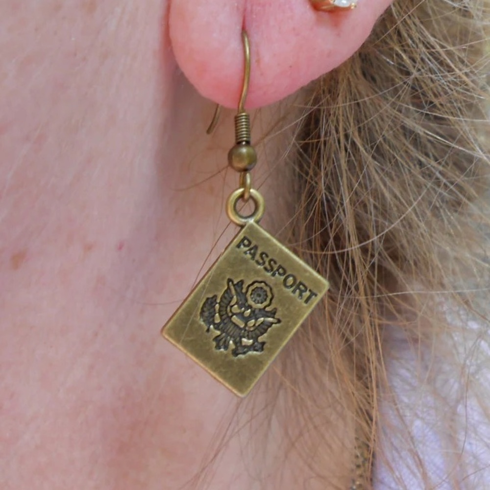 New Passport Earrings Travel Vacation Gift Passport Jewelry Charm Earrings